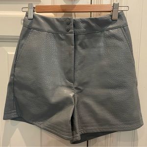 Blue Leather Shorts